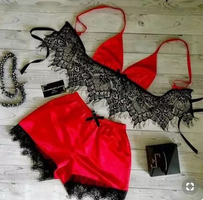 BSushi Silky Lace Two-Piece Set —Effortless Allure